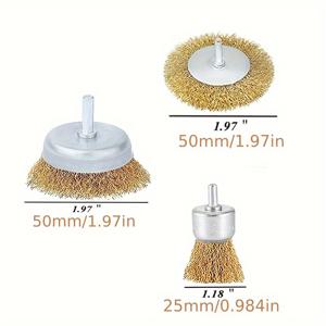 TEMU 3개 세트 와이어 브러시 휠 컵, 1/4인치 헥스 샹크 드릴 비트용 스틸 와이어 브러시, 0.012인치 두께 탄소강 용접 와이어 휠 - 녹 제거, 스트리핑, 연마, 금속 폴리싱, 디버링, 목공 프로페셔널 사포 도구