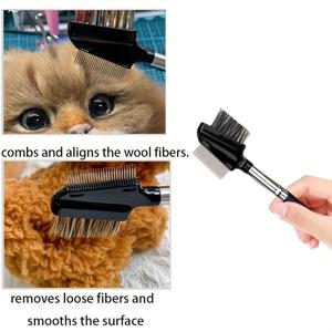 TEMU 1개 두꺼운 양면 펠팅 브러시 - 니들 펠팅, 애완동물 그루밍, 방적, 울, 섬유용 밀도 높은 솔, 초보자 및 전문가용, 뜨개질 & 공예 프로젝트에 이상적인 실 방적 액세서리, 인체공학적 손잡이 디자인, 튼튼한 구조