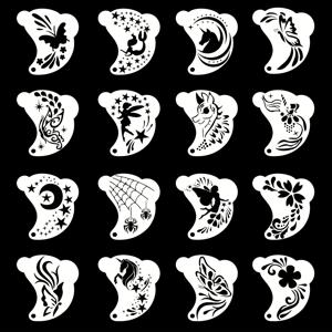 TEMU 16개 페이스 페인팅 시리즈 템플릿 (마스커레이드 발, 코스프레, 카니발 파티, 생일 축하 행사 등용). 이 속이 빈 페인팅 템플릿은 손으로 페인팅하고, 프린팅을 위한 유용한 도구입니다.