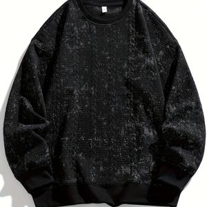 TEMU 남성 캐주얼 니트 스웨터 - 라운드넥 긴팔 풀오버 컬러블로킹 (봄/가을용) | 솔리드 컬러 캐주얼 스웨터 | 손세탁 가능 라운드넥 스웨터