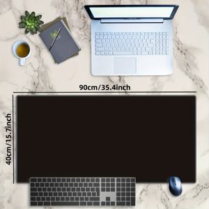 TEMU 클래식 대형 블랙 마우스 패드 - 미끄럼 방지 고무 베이스, 내구성이 뛰어나고 심미적인 스티치 엣지, 사무실 및 가정 장식에 적합, 남녀 모두에게 적합한 스타일리시한 디자인, 데스크 액세서리, 고무 마우스 패드