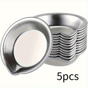 TEMU 스테인리스 스틸 재질의 원형 믹싱 팔레트 5개 세트. 스프레이 페인트 및 기타 페인팅 재료 혼합용으로 설계되었습니다.