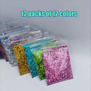 TEMU 청키 파우더 레진 혼합 글리터 스팽글 12개 팩, 레이저 골드 및 실버 육각형 안료 특징, 미술 공예, 장식 채우기 및 크리스마스 및 발렌타인데이 몰드 재료로 이상적