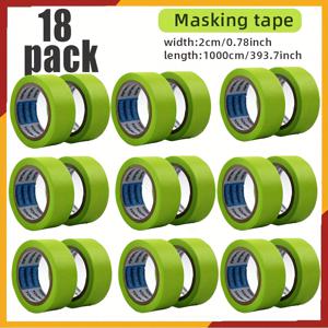 TEMU 18롤 초특가 그린 와시 마스킹 테이프, 0.78인치/2cm 폭, 미술, 공예, 페인팅용 - 잔여물 없음, 쉽게 벗겨짐, 용제 저항, 페인트 보호, 자동차 스프레이 가장자리 보호, 잔여물 없는 유리용 저점착