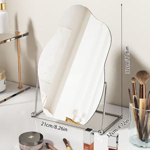 TEMU 1개 우아한 철제 프레임 메이크업 거울 | 주철 원형 HD 화장대 거울, 가정 침실, 기숙사용, 추수감사절, 크리스마스, 할로윈에 적합 - Water Sky One