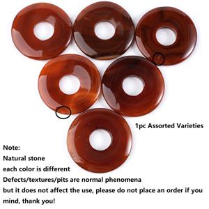 TEMU 1개 대형 5cm 레드 아게이트 도넛 펜던트 - 중앙 구멍, 매끄러운 원형 행운의 동전 부적, DIY 주얼리 만들기, 발렌타인데이/어머니날/크리스마스 선물 (천연 마블링 패턴, 무코팅 스톤)