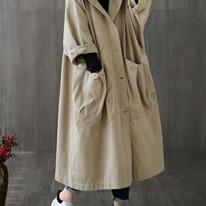 TEMU 플러스 사이즈 - 이 신상 루즈핏, 안감 없는, 가벼운 여성용 트렌치 코트는 7부 소매와 후드가 특징이며, 65-100kg 사이의 여성에게 적합합니다.