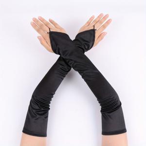 TEMU 웨딩드레스 및 공연 액세서리용 신축성 있는 연장형 새틴 장갑