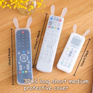 TEMU 3개 투명 리모컨 커버 - TV/에어컨/토끼귀 리모컨 호환, 먼지 방지 보호 케이스, 극장, VCR, DVD 플레이어용 (전자제품 미포함)|에어컨커버