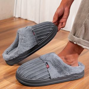 TEMU 심플하고 스타일리시한 커플용 겨울 털이 홈 슬리퍼, 편안하고 따뜻한 남성용 슬리퍼, 우아한 플러시 안감, 트렌디한 소프트 솔 털이 실내화, 플러시 벨벳 홈 슬리퍼