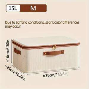 TEMU LDQ 대형 접이식 리넨 수납박스 - 더블 지퍼 & 인조가죽 손잡이, 침대 밑 수납 바구니, 옷, 이불, 이사용 가방에 적합 - 모던한 대용량 접이식 뚜껑, 침실, 기숙사, 옷장용 공간절약형