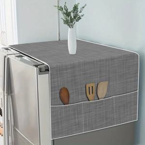 TEMU 1개 2D 평면, 사실적인 스타일 회색 패브릭 패턴 배경, 단일 및 이중 문용 다기능 가정용 냉장고 커버, 새로운 세탁기 커버, 수직형 냉동고 커버 천, 건조기 및 냉장고를 먼지 및 손상으로부터 보호