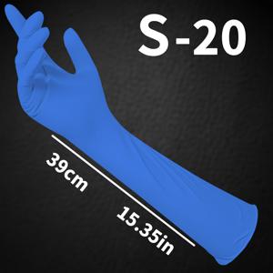 TEMU 10/20개, 초장형 16인치 - 방수 블루 니트릴 장갑 - 주방, 설거지, 가정 청소, 야외 사용, 거실 및 욕실용, 파우더 프리