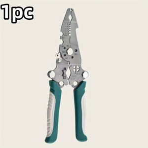 TEMU 헤비듀티 올인원 와이어 스트리퍼 & 크림퍼 도구 - 단조 금속 다기능 DIY 전기 공구, 편안한 그립, 조립 불필요, 가정용, 자동차, 배관용 - 와이어 절단, 스트리핑, 크림핑 (산업용 등급)