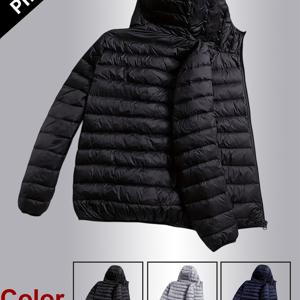 TEMU 남성용 겨울 따뜻한 후드 재킷, 지퍼 포켓, 후드, 루즈핏이 있는 방풍 겨울 코트 - 야외 활동, 러닝, 낚시 및 캐주얼 웨어에 적합한 단열 겉옷 - 단색 디자인 골지 재킷