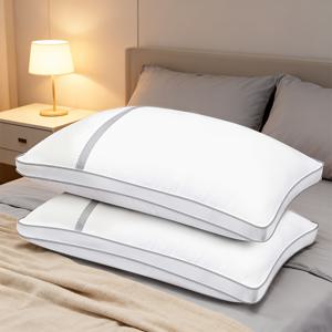 TEMU 2개 베개, 두 베개, 폴리에스터 원단, 고밀도 폴리에스터 섬유 충전재, 부드럽고 편안함, 충전량 풀림, 좋은 탄성, 깊은 수면 베개, 고품질, 침실 및 게스트룸에 적합