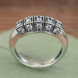 TEMU 1개 럭셔리 빈티지 기하학 인레이 큐빅 합성 지르코니아 구리 여성 반지, 데일리 웨어, 웨딩, 약혼, 파티 선물용