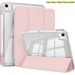 TEMU 아이패드 11세대 2025 (A16), 10세대 9/8/7/6세대 10.9/10.2/9.7인치 2022/2021/2020/2019/2017용 펜 홀더 포함, 전체 보호 케이스, TPU 혼합 투명 아크릴 백, 황변 방지, 자동 깨우기/잠금 기능, 스크래치 방지