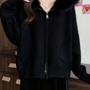 TEMU 우아한 여성 후드 스웨터 코트, 가을 겨울 패션, 젊고 스타일리시한 루즈핏 더블 지퍼 가디건|가디건|패션