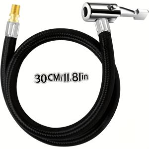 TEMU 타이어 공기 주입용 12인치 브레이드 에어 호스 - 헤비 듀티 컴프레서 어댑터, 150 PSI 고압, 누수 방지 및 꼬임 방지, 전기 자동차, , 자전거, 자동차 타이어 공기 주입, 차량 유지 보수 도구에 적합, 합금 재질