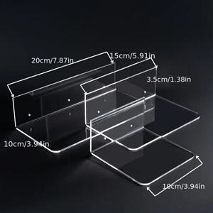 TEMU 3개 묶음 L자형 아크릴 플로팅 선반 | 투명 벽걸이형 보이지 않는 3mm 선반 (메이크업, 사진, 책, 수집품, 애니메이션 장난감, 블라인드 박스 보관용) | 실용적, 클래식 스타일, 벽걸이형, 플로팅 선반|책꽂이