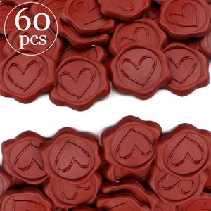 TEMU 빨간색 하트 모양 왁스 씰 스티커 60개입, 육각형 자체 접착 봉투 씰, 스크랩북 제작에 적합하며 결혼식, 파티, 생일, 크리스마스, 새해, 발렌타인데이에 적합|실링왁스