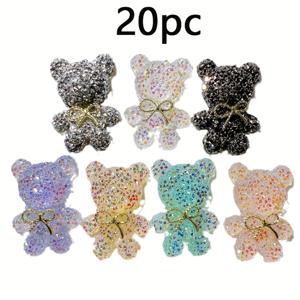 TEMU 10/20개 반짝이는 곰돌이 레진 참, 핸드메이드 주얼리 제작, 네일 아트 공예, 빈티지 매니큐어 용품용 젤리 레진 카보숑