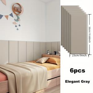 TEMU 3D 자가 점착형 소프트 헤드보드 벽 패드, 인조 가죽 폼 벽 패널 6개 세트, 드릴 없이 사용 가능, 재사용 가능, 충돌 및 부딪힘 보호, 두꺼운 디자인, 크리스마스 선물 및 홈 데코에 적합