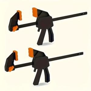 TEMU 2개 세트 목공용 퀵 클램프 - 한 손 작동, 4인치 라쳇 클램프 (듀얼 오렌지 트리거 핸들), 금속 구조, 공예 및 목재 접착제, 목공 도구에 적합