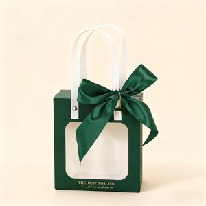 TEMU 10개 투명 창 선물백 + 10개 리본 손잡이, 패션 멀티컬러 리본 선물박스, 투명 창 선물포장, 웨딩, 생일, 휴일에 이상적 - 발렌타인데이, 크리스마스, 할로윈 및 다양한 휴일 선물박스에 적합한 고품질 포장, 결혼식 선물,우아한 ,튼튼한 손잡이, 종이,파티 주최자,이벤트 플래너