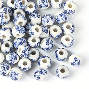 TEMU 30/50개 빈티지 블루 & 화이트 도자기 루스 비즈 | 액세서리 & 주얼리 공예용 손페인팅 6/8/10/12mm 비즈