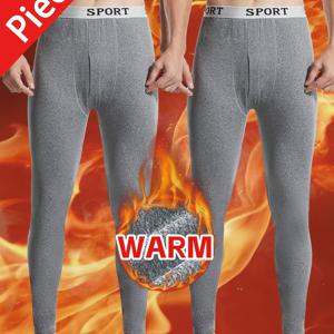 TEMU 남성용 슬림핏 가을/겨울용 보온 레깅스 2벌 세트. 따뜻한 두꺼운 플리스 소재 사용. 신축성 있는 안감 바지로, 블랙, 화이트, 그레이 색상으로 제공되며 두께는 220그램입니다.