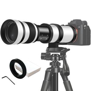 TEMU 캐논/니콘/소니용 슈퍼 망원 렌즈 - 420-800mm F/8.3-16 장초점 렌즈 (수동 줌) - T 타입 마운트, 다양한 카메라 모델 호환 가능 (어댑터 링 포함)