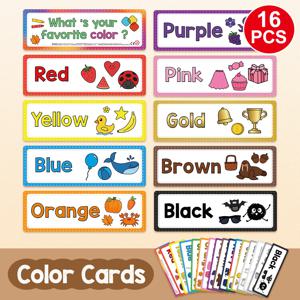 TEMU 16개 LACHILLY 영어/중국어 이중언어 학습 포스터 & 어휘 카드 세트 - ESL 교육 자료, 유치원, 초등학교 교실 장식, 언어 학습 자료 -