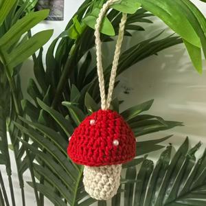 TEMU 핸드메이드 레드 버섯 립스틱 홀더 & 액세서리 정리함 - 손으로 만든 버섯 모양 파우치 (훅 포함) - 립스틱, USB 드라이브, 라이터용 - 귀여운 가방 (크리스마스, 스승의 날 선물) - 다용도 소형