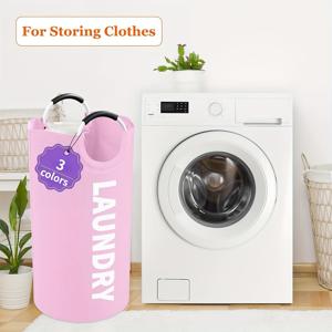 TEMU 대용량 접이식 세탁 바구니 | 튼튼한 알루미늄 프레임 및 손잡이, 강력한 두꺼운 원단, 내구성 좋은 직사각형 의류 정리함, 가정, 여행, 기숙사에 적합 - 휴대용 정리함, 세탁함