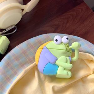 TEMU AirPods Pro 2/3/4용 껍질이 벗겨진 물고기 이어폰 쉘 | 녹색 PVC 및 합성 고무, 미끄럼 방지 소프트