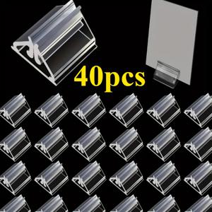 TEMU 40개 투명 아크릴 디스플레이 스탠드 세트 - 튼튼한 투명 카드 홀더, 조립 불필요, 사무실, 파티, 소매점, 이벤트에 이상적 - 메모 홀더, 메뉴 스탠드, 이름표, 테이블 카드, 좌석 카드, 테이블 사인