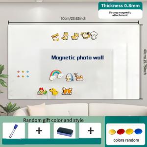 TEMU 1세트 마그네틱 화이트보드 벽 스티커 키트 (마커 & 지우개 포함) - 화이트보드 필름 1개 + 자석 4개 + 마커 1개 + 지우개 1개, 재사용 가능한 접착식 메모보드, 홈 오피스용, 계획/교육/회의용 4가지 사이즈 옵션