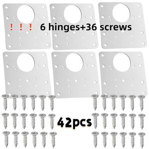 TEMU 42개입 고강도 스테인리스 스틸 캐비닛 도어 힌지 수리 플레이트 키트 (나사 포함) | 드릴 불필요 설치, 광택 처리된 녹 방지 금속 - 주방, 욕실, 침실 문 강화, 캐비닛 도어, 옷장에 적합 - 수리 및 리모델링