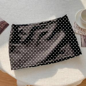 TEMU 여성용 로우웨이스트 도트 미니 스커트, 신축성 있는 소재, 파티와 일상복으로 적합, 세탁기 사용 가능, 다양한 행사에 활용 가능, 귀여운 힙핏 숏 스커트, 사계절 스타일, 우아하고 세련된 외모 강조
