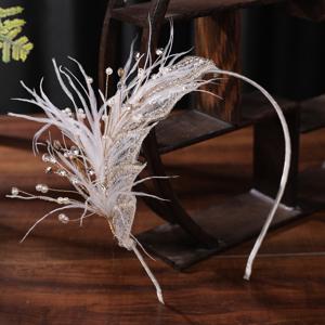 TEMU 1개 한국식 페스티벌 페어리 헤어밴드, 숲속 깃털 신부 야외 여행 사진 촬영 공연용 헤어 액세서리