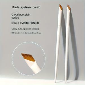 TEMU 3피스 세트 포슬린 화이트 정밀 앵글 아이라이너 & 아이브로우 브러쉬, 나일론 브리슬, 무향, 모든 피부 타입에 적합, 초보자를 위한 이상적인 메이크업 도구