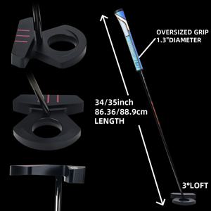 TEMU 1 KASMAX KM14 제로 토크 골프 퍼터 | 6061 알루미늄 합금, 센터 밸런스, 블랙 도금 샤프트, 그립, 헤드 커버 포함