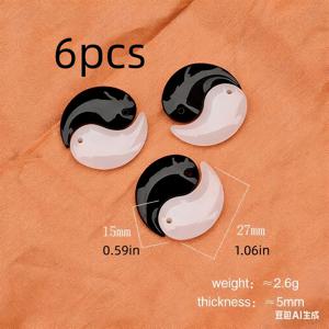 TEMU 6개 세트 천연 스톤 태극 명상 디스크 - 천연 무코팅 태극 음양 펜던트, DIY 목걸이 만들기, 젠 키체인 & 10월 탄생석 - 오리엔탈 액세서리|탄생석