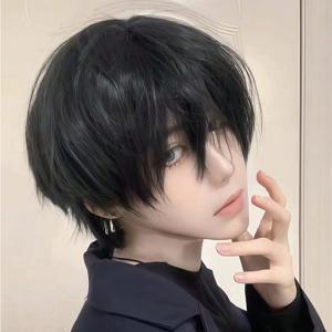 TEMU 남성용 합성 블랙 숏 헤어 가발 | 우아한 고온 저항 실크, 코스프레, 파티, 무대 공연, 뮤직 페스티벌, 결혼식, 댄스, 발렌타인데이, 마르디 그라, 성 패트릭 데이에 적합