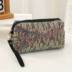 TEMU 손잡이와 진주 지퍼가 달린 스팽글 메이크업 가방, 가정 및 여행용으로 적합