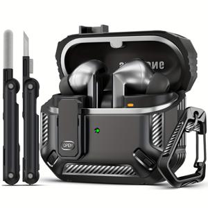 TEMU 갤럭시 버즈 3 케이스 및 버즈 3 프로용 카본 파이버 클리닝 키트 포함 전체 충격 방지 보호 커버|헤드폰