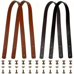 TEMU 4개 PU 가죽 손잡이 + 철제 리벳 - 가방 교체용 핸드백 스트랩, DIY 지갑 만들기 재료, DIY 지갑 제작