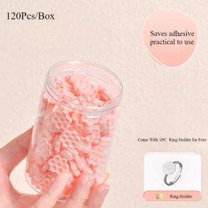 TEMU 120개/박스 꽃 모양 접착제 컵 속눈썹 연장용 접착제 홀더 속눈썹 접착제 트레이 속눈썹 연장용 꽃 모양 접착제 컵 여성 소녀 속눈썹 연장용 용품